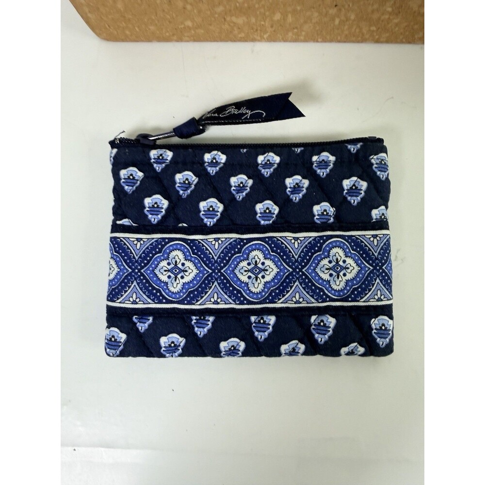 Vera Bradley Blue Quilted Zip Coin Purse - Picture 1 of 4